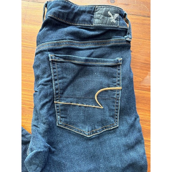 American Eagle Jeans Super Super Stretch Skinny Size 6 long /31 Dark Blue Wash - Picture 3 of 11